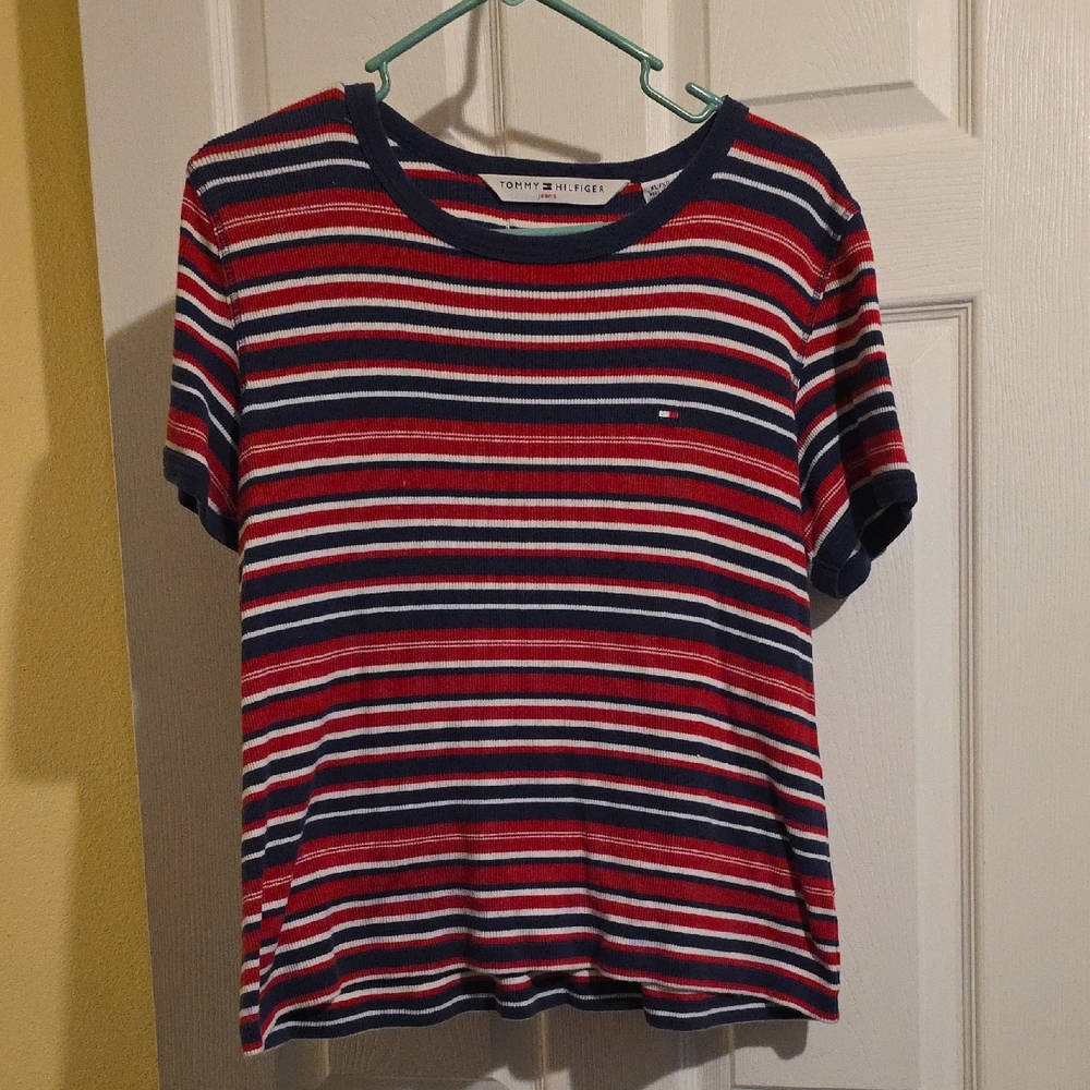 Tommy Hilfiger Patriotic Red White and Blue Striped Tee